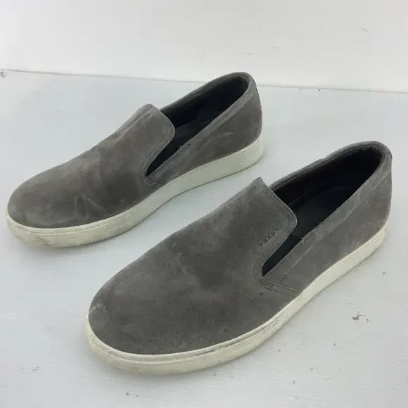 Prada Gray Suede Men's Slip-On Shoes - Picture 2 of 6